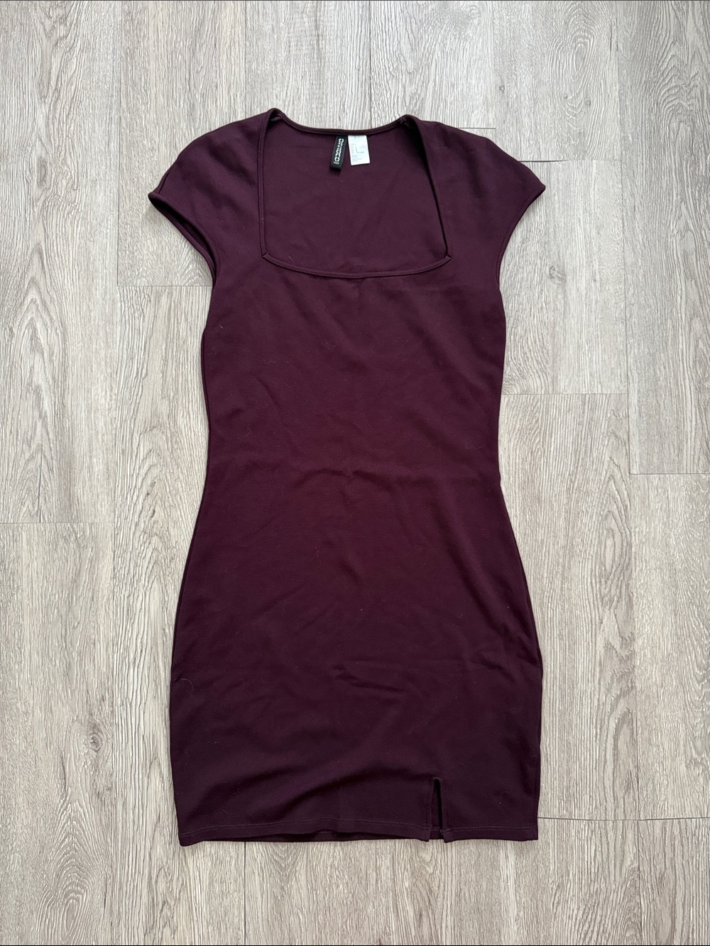 H&M Deep Plum Square Neck Bodycon Dress